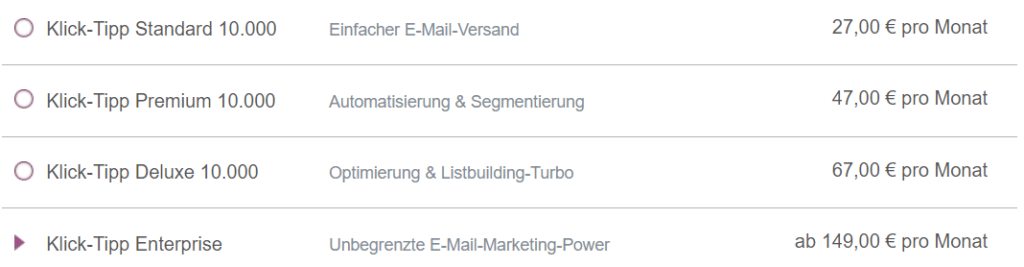 klicktipp preise
